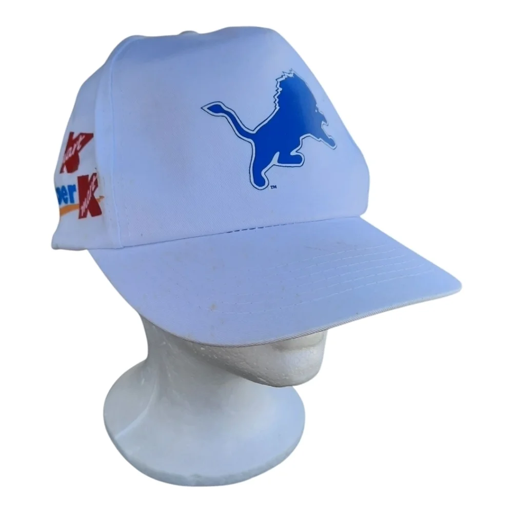 Vintage 90s Detroit Lions Kmart Promo Stadium Game Day White Trucker Hat *FLAWS*